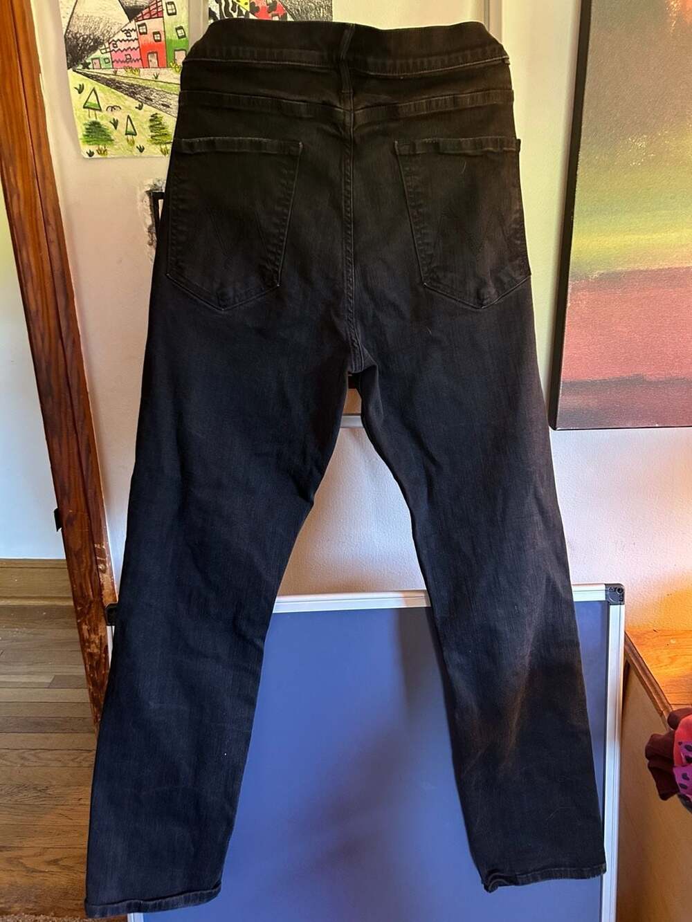 MOTHER Denim Jeans Size 34 Black Straight Leg